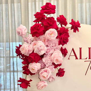 Modern-artificial-flowers-florist-Christchurch-arch-arrangement-pink-red