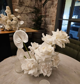 Modern-artificial-flowers-florist-Christchurch-table-centrepiece-white