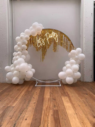let's party neon sign flower wall hire christchurch wedding party 21st birthday event