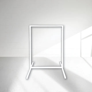 modern white hanging signage swing frame stand for hire christchurch new zealand