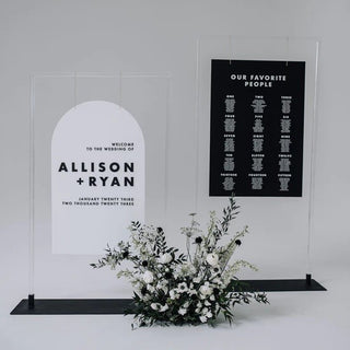 modern_acrylic_wedding_signage_nz_welcome_sign_seating_plan_black_white_table_numbers_bar_menu_arched_rectangular_Christchurch_New_Zealand_Dunedin_Otago_Auckland