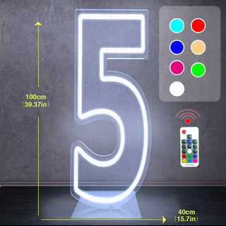 Giant-LED-number-light-five-5-free-standing-large-RGB-hire-Christchurch-NZ