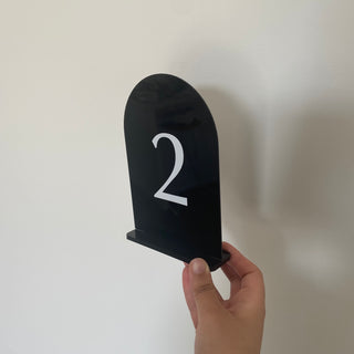 Black Arched Acrylic Table Numbers