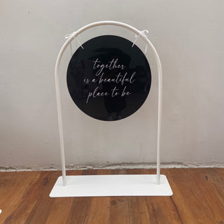 White Arched Hanging Signage Stand Frame (Small)