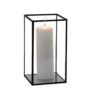 Black Framed Glass Candle Holders (15cmH)