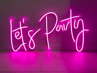 Let's Party Pink Neon Sign - Christchurch Decor Solutions