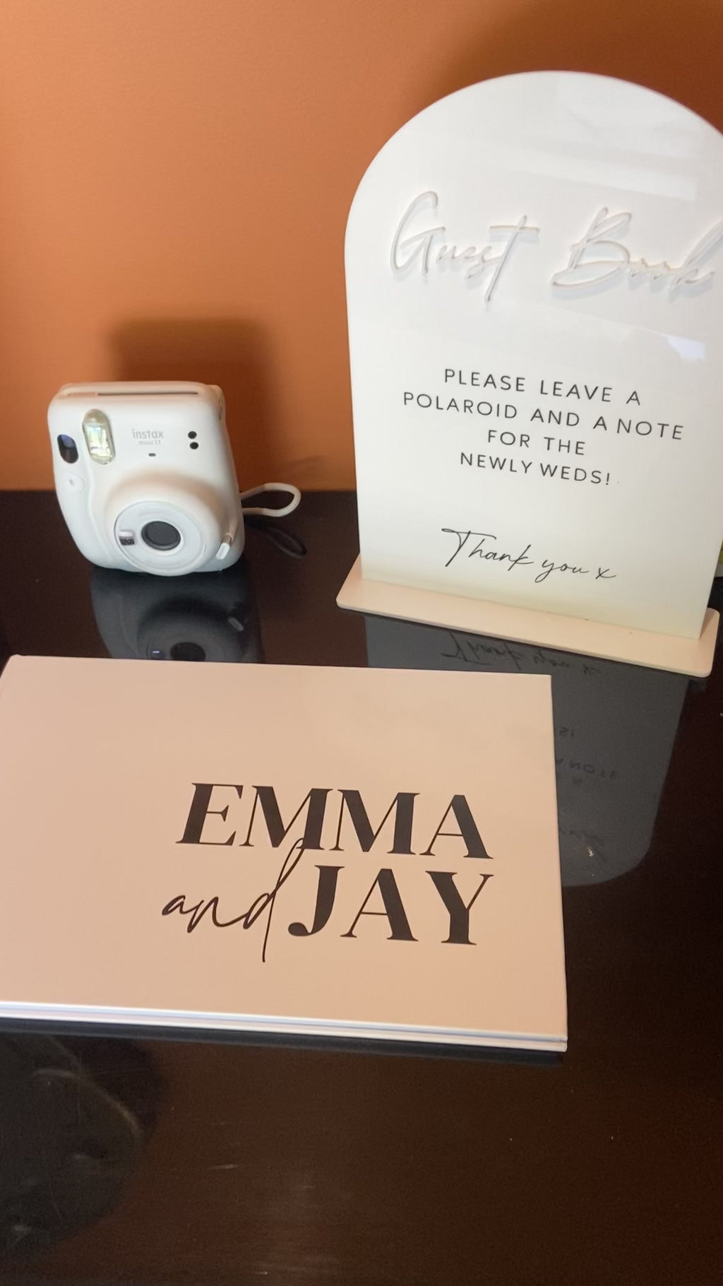 Custom Polaroid Guest Book Acrylic Table Sign for Hire – Statement Events