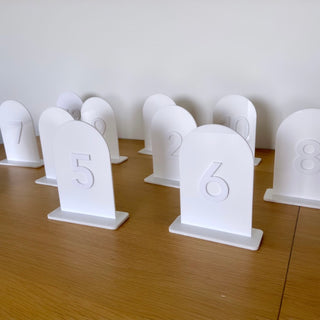 White Arched Acrylic Table Numbers