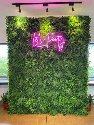 Lush Greenery Flower Wall (2m wide) & Neon Sign Options
