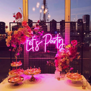 Let's Party Pink Neon Sign - Christchurch Decor Solutions
