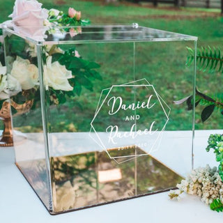 Modern Clear Cards Box (multiple coloured bases available) - Christchurch Decor Solutions