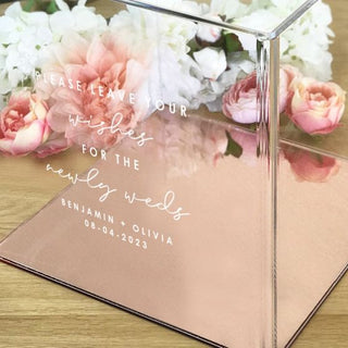 Modern Clear Cards Box (multiple coloured bases available) - Christchurch Decor Solutions